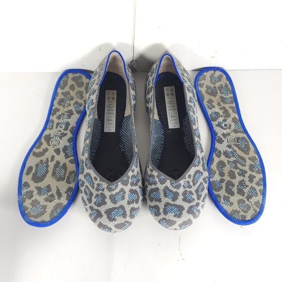 Rothy's Women's The Flat Round Toe US8,5 Spotted Leopard Textile Ballet Flats - Picture 4 of 12